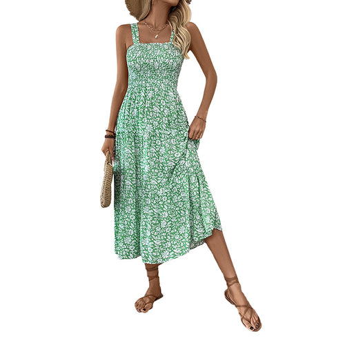European and American camisole dress with pastoral style long skirt for women